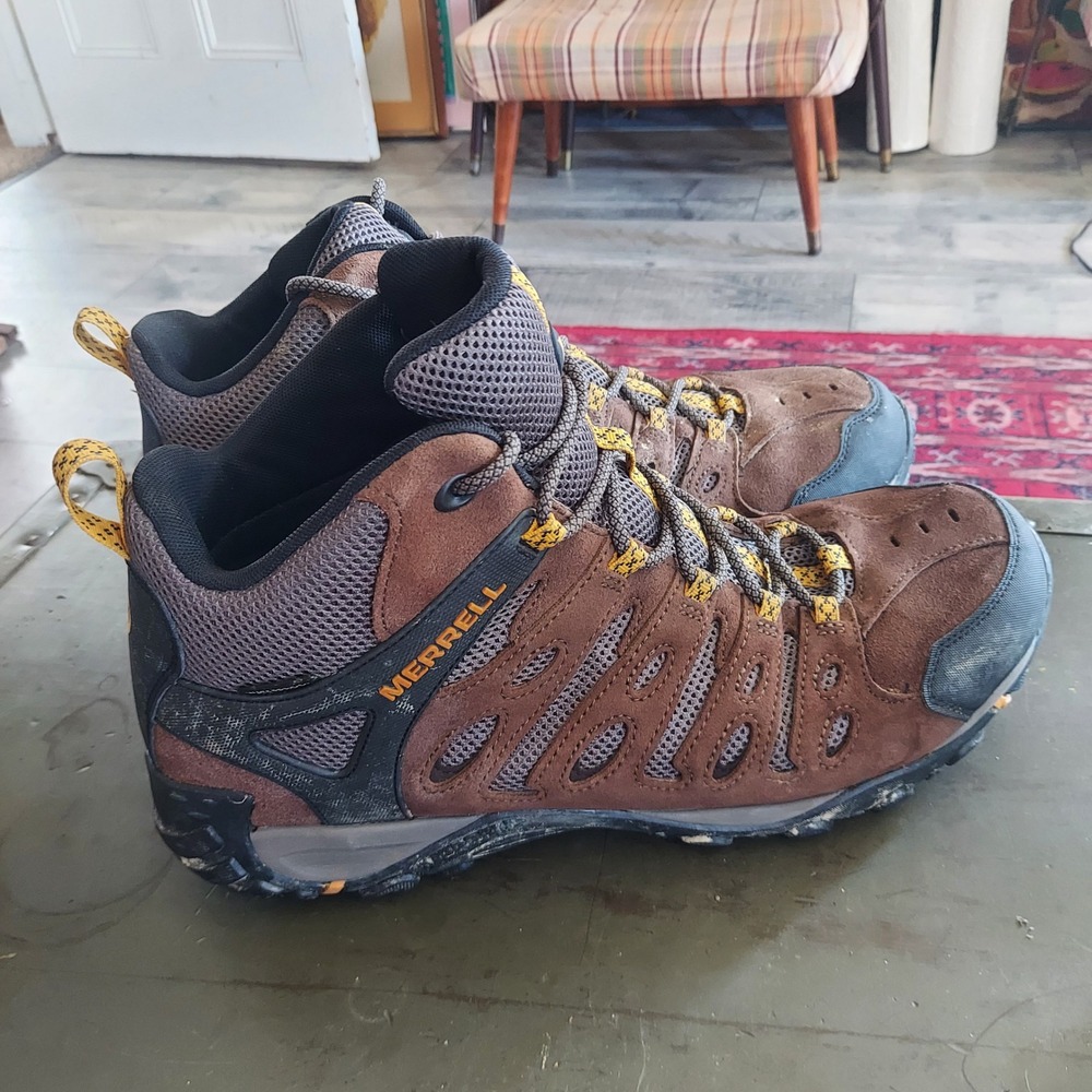 Merrell Crosslander 2 Mid Waterproof Hiking Boots Mens 14 Brown Suede J035717